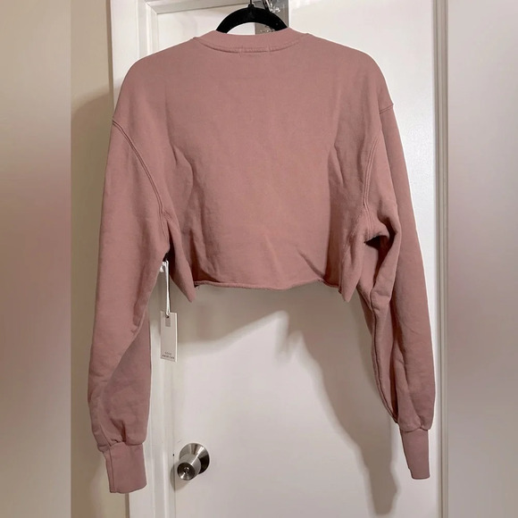NWT Good American Cropped Sweatshirt Dark Pink or Mauve Size 0 (XS) - Picture 6 of 9